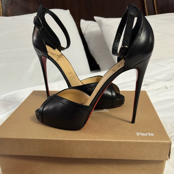 Christian Louboutin Very Kathy 12, Black Leather Sandals Sz 42 - Picture 8 of 13